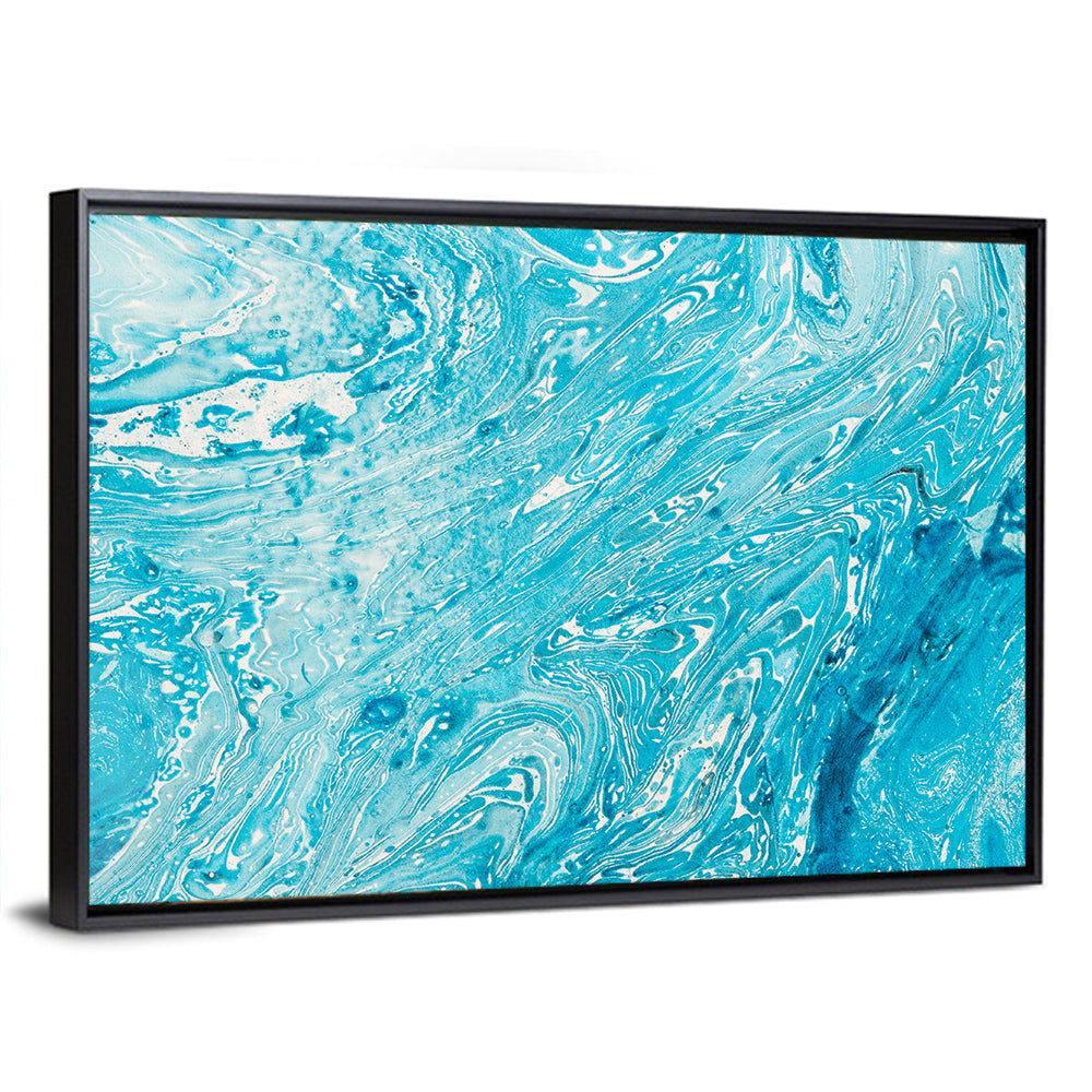 Cerulean Marbled Waves Wall Art