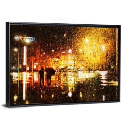 Couple in Rain Abstract Wall Art