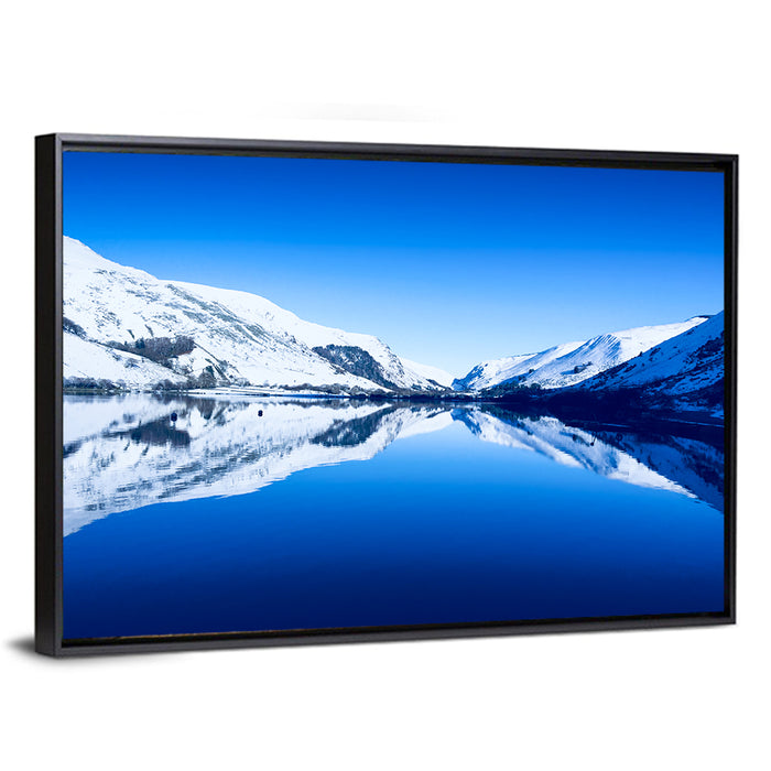 Tal Y Llyn Winter Reflection Wall Art as a framed canvas