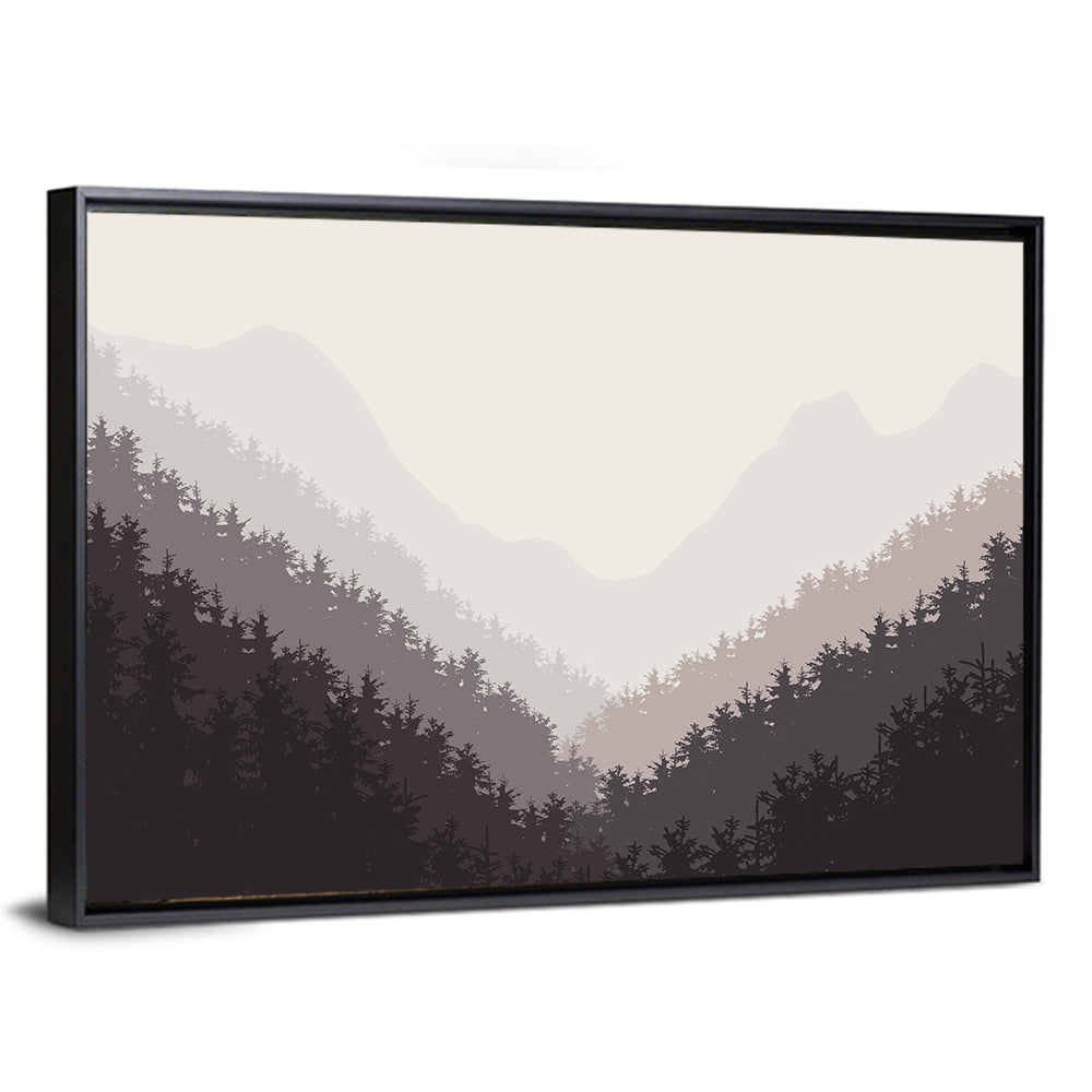 Foggy Forest Illustration Wall Art