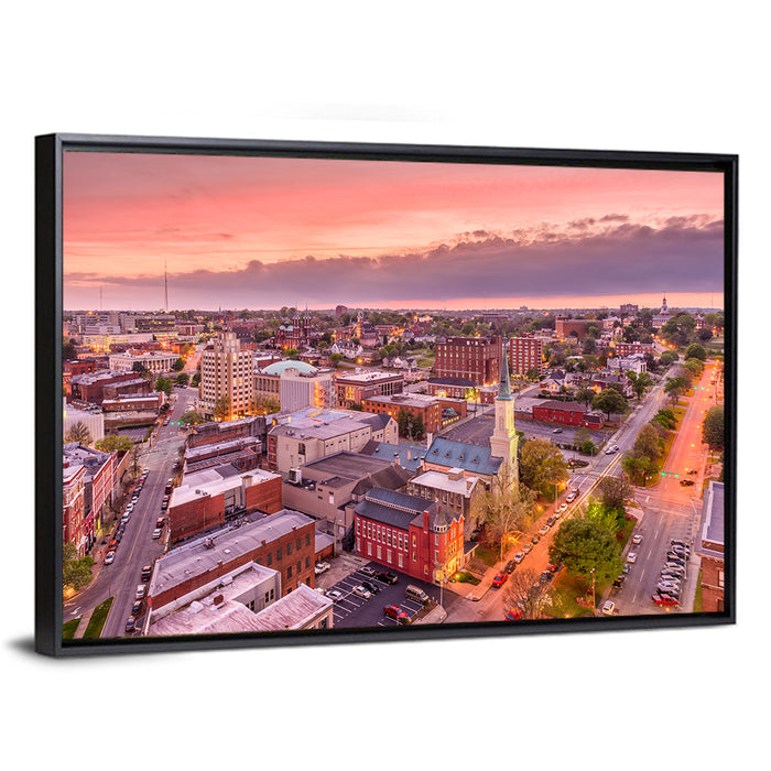 Church Spire at Dusk Wall Art as a framed canvas