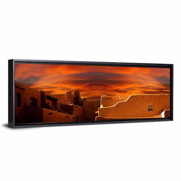 Santa Fe Museum Sunset Wall Art as a framed canvas