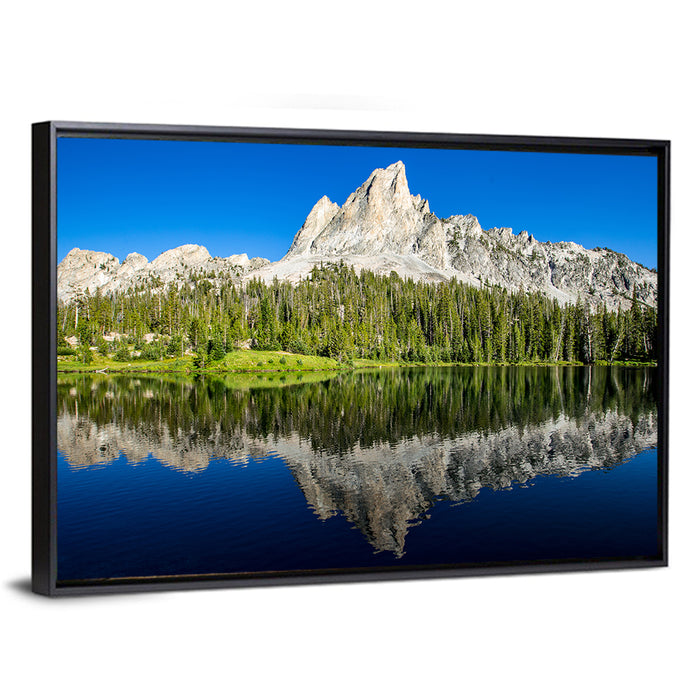 Sawtooth Peaks at Alice Lake Wall Art as a framed canvas