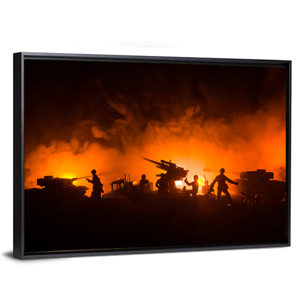Nighttime Battlefield Silhouette Wall Art