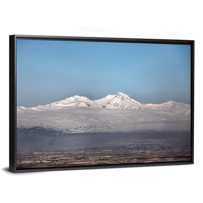 Mount Aragats Winter Landscape Wall Art as a framed canvas