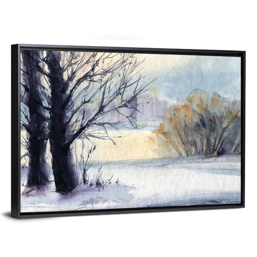 Bare Trees Winter Watercolor Wall Art