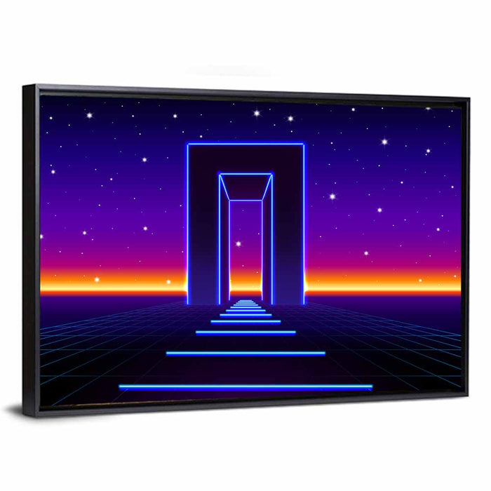 Neon Road to the Future Wall Art as a framed canvas