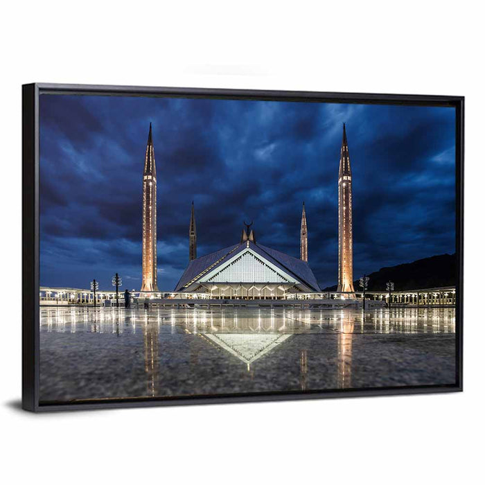 Faisal Mosque Islamabad Wall Art as a framed canvas