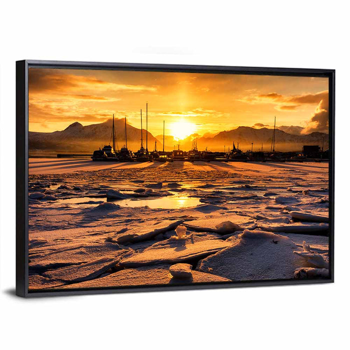 Lofoten Island Sunset Wall Art as a framed canvas