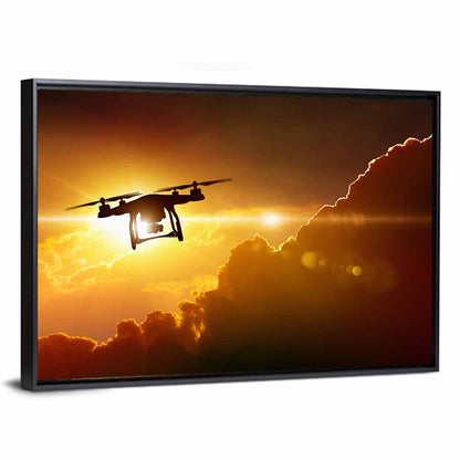 Flying Drone Silhouette Wall Art