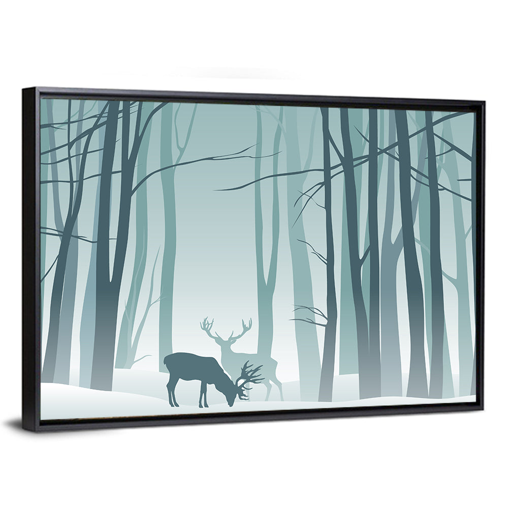 Winter Deer Silhouette Wall Art