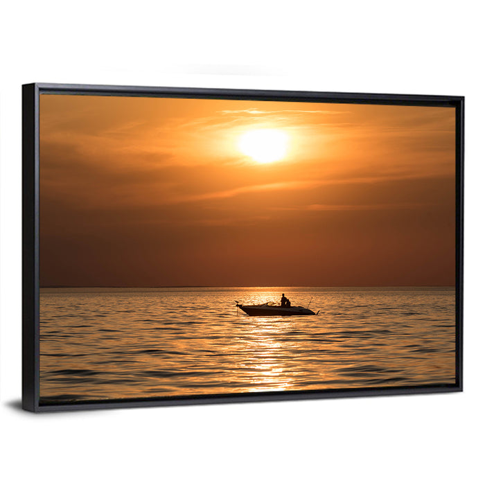 Mille Lacs Lake Sunset Wall Art as a framed canvas