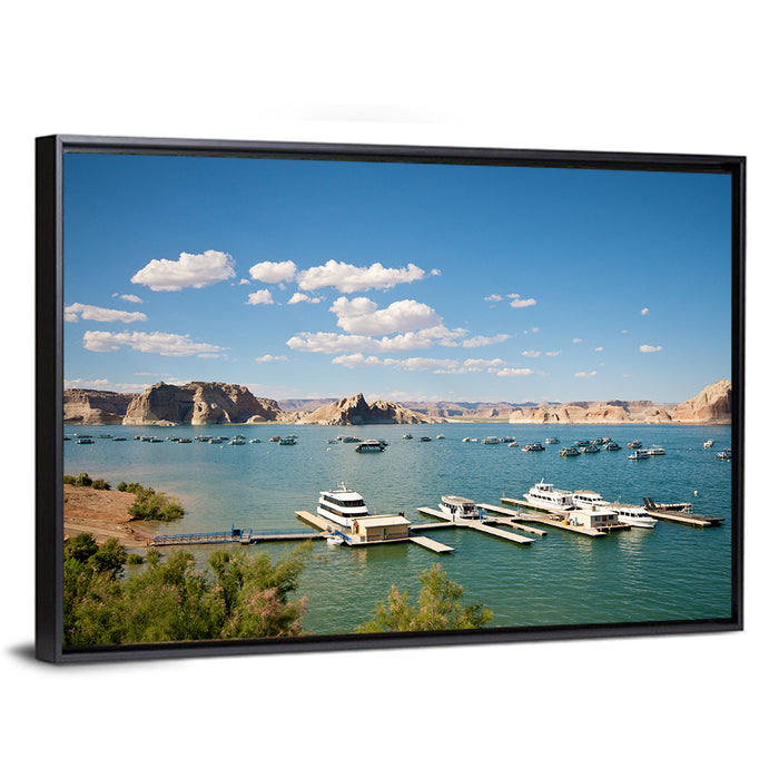 Lake Powell Marina, Page Arizona Wall Art as a framed canvas
