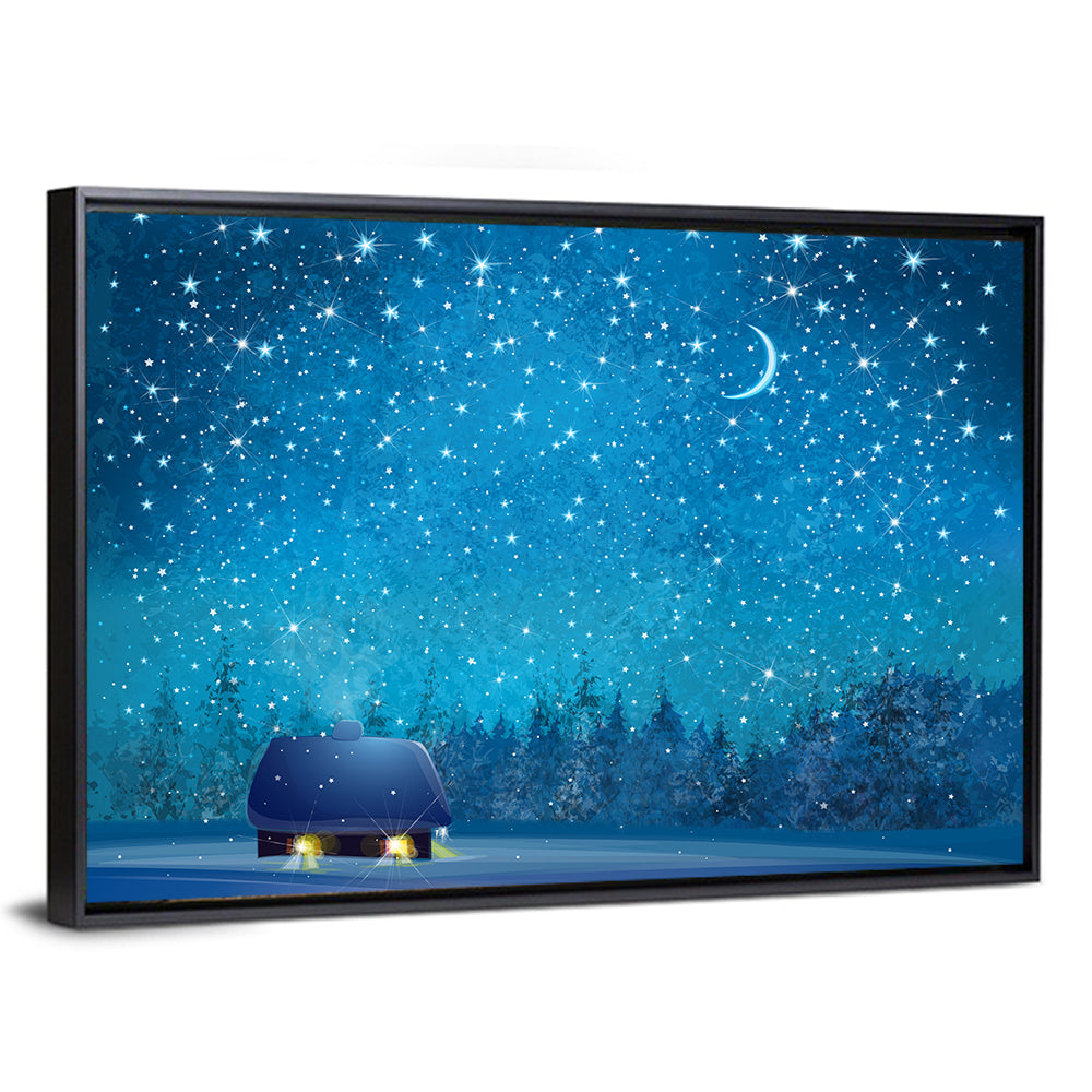 Winter Wonderland Night Illustration Wall Art