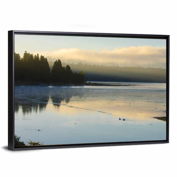 Misty Sunrise at Lake Almanor Wall Art as a framed canvas