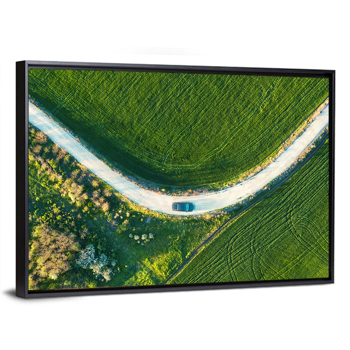 Aerial Farm Fields at Golden Hour Wall Art as a framed canvas