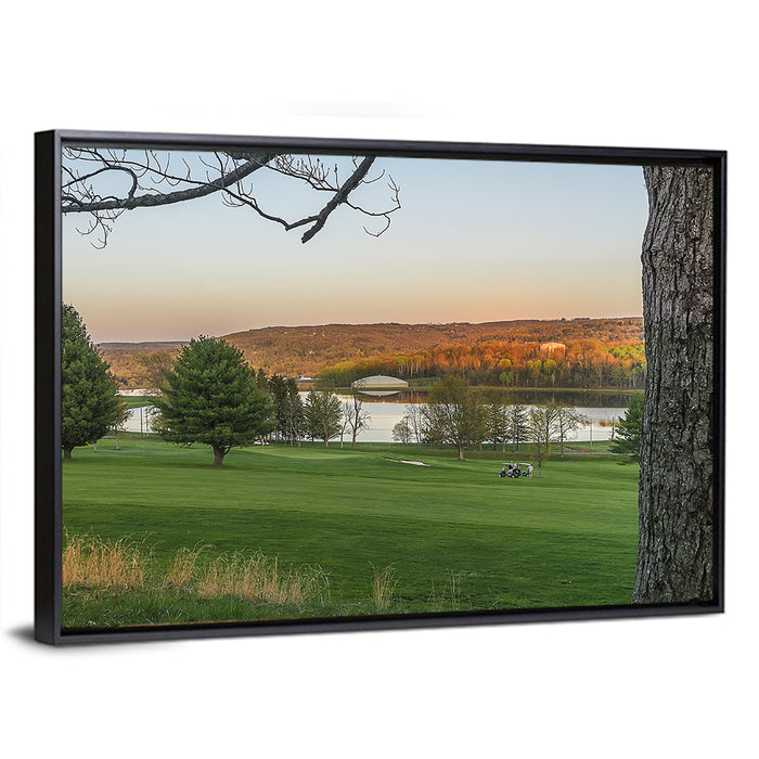 Roscoe Conkling Park Golden Hour Wall Art as a framed canvas