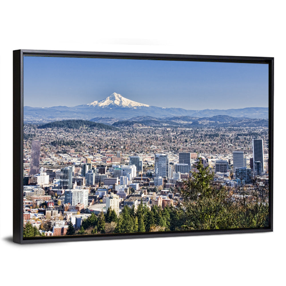 Portland Skyline with Mount Hood Wall Art