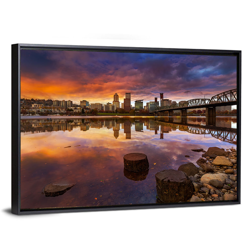 Portland Skyline at Sunset Wall Art