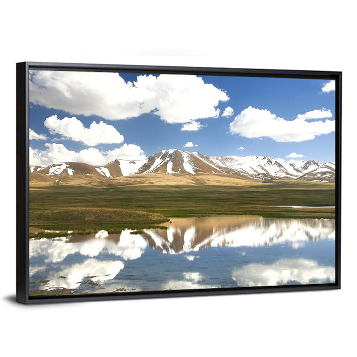 Song Kul Lake Reflection Wall Art as a framed canvas