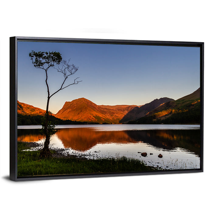 Buttermere Lone Tree Reflection Wall Art as a framed canvas