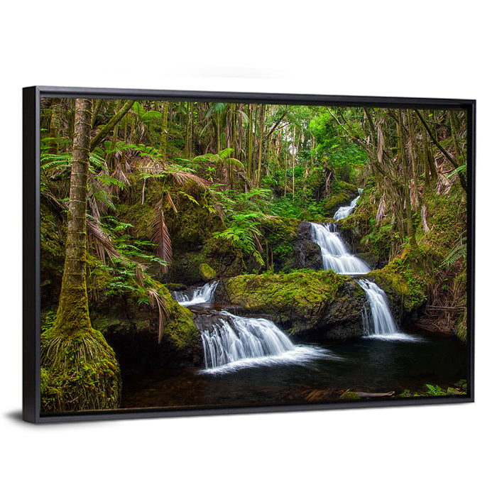 Onomea Falls Wall Art as a framed canvas
