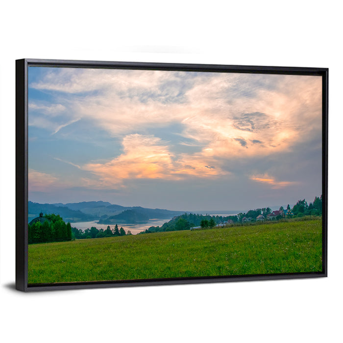 Czorsztynskie Lake Meadow at Dusk Wall Art as a framed canvas