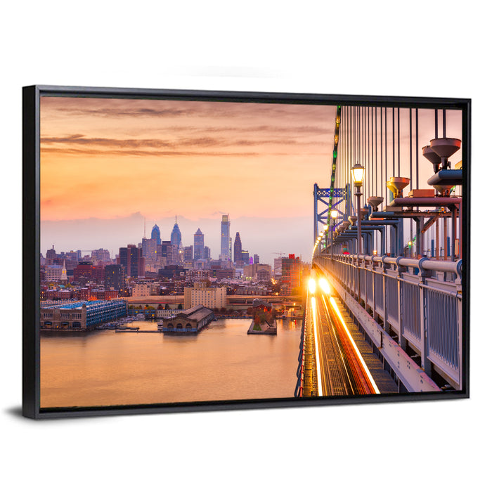 Benjamin Franklin Bridge, Philadelphia Wall Art as a framed canvas