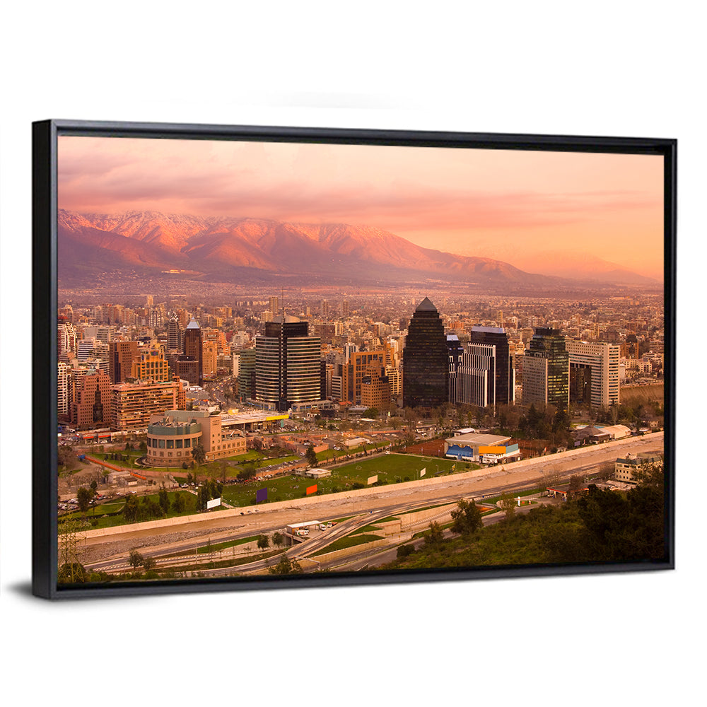 Santiago Skyline at Sunset Wall Art