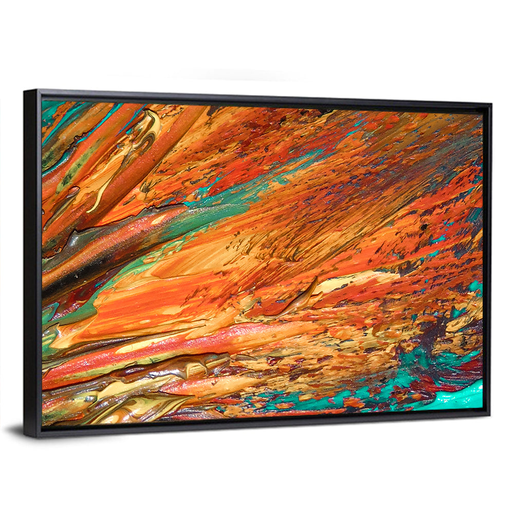 Flowing River Abstract in Orange and Teal Wall Art