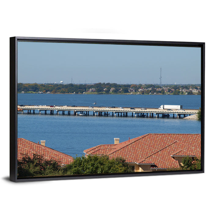 Lake Ray Hubbard Bridge View Wall Art as a framed canvas
