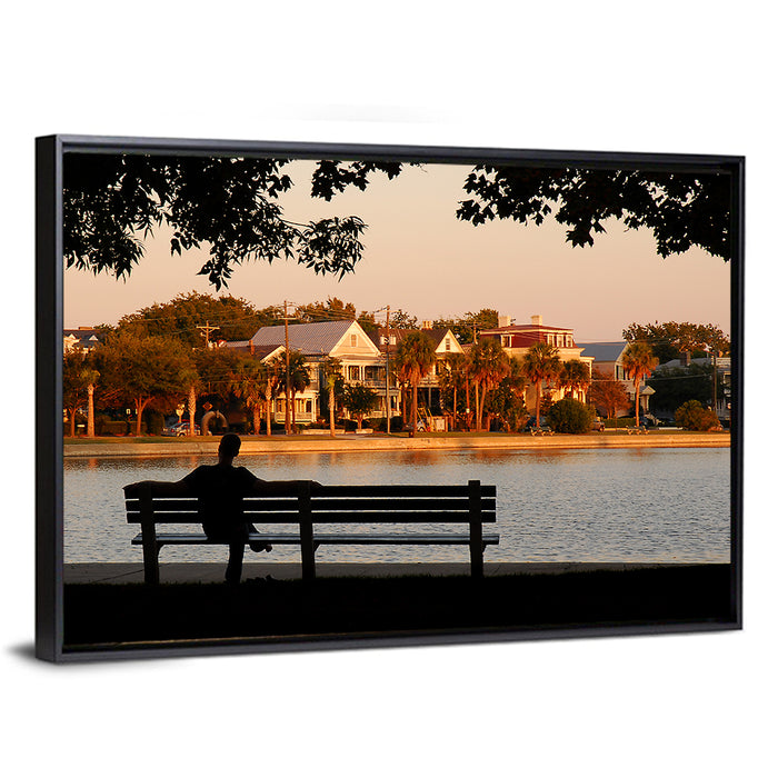 Colonial Lake, Charleston Wall Art as a framed canvas