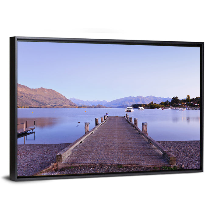 Wanaka Pier at Twilight Wall Art as a framed canvas
