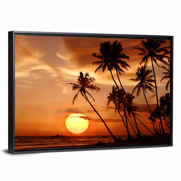 Sri Lankan Beach Sunset Wall Art as a framed canvas