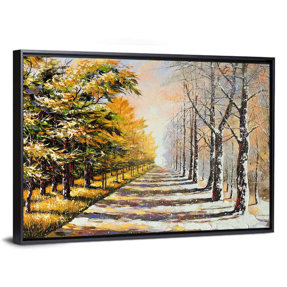 Autumn to Winter Forest Path Wall Art