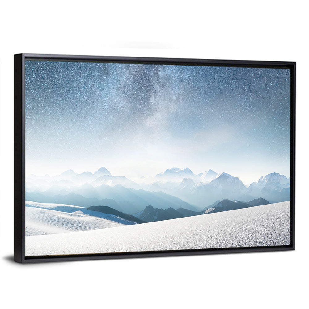 Starry Milky Way Over Snowy Peaks Wall Art
