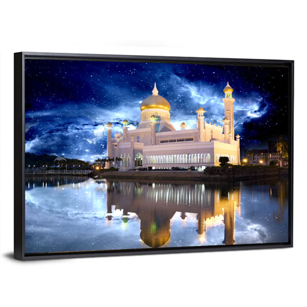 Omar Ali Saifuddien Mosque at Night Wall Art