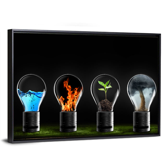 Elemental Light Bulbs Wall Art as a framed canvas