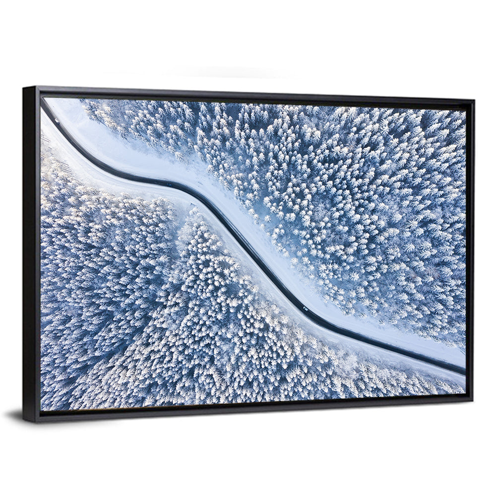Winding Snowy Forest Road Wall Art