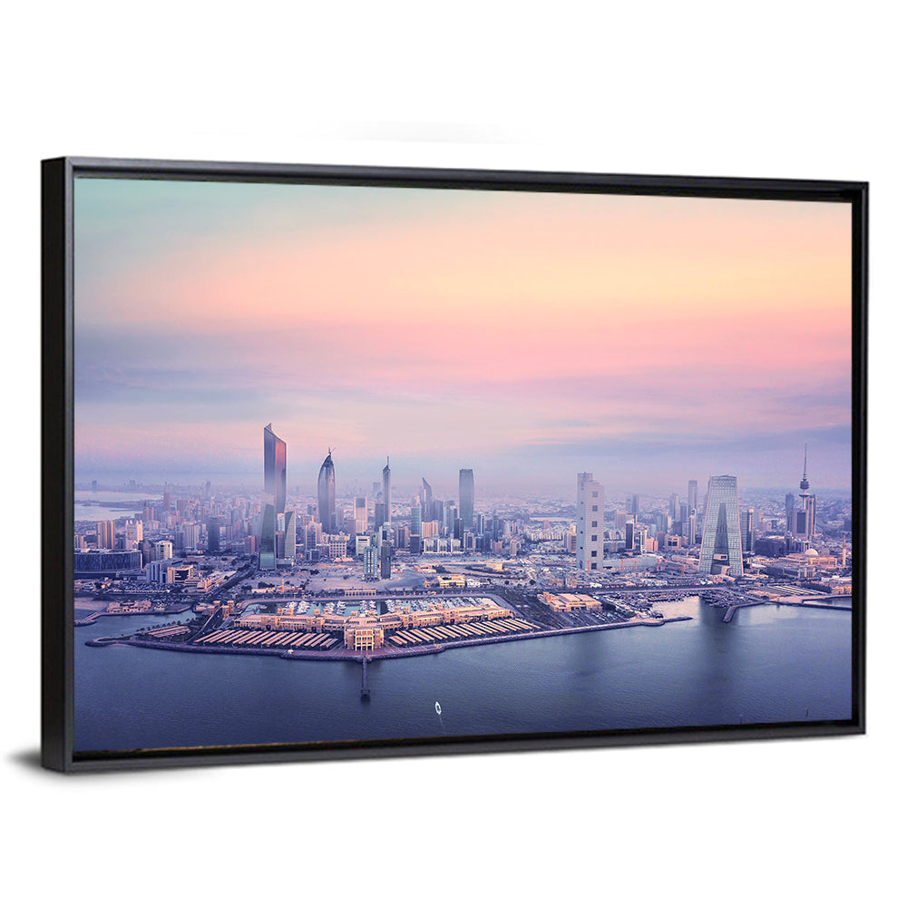 Kuwait City Twilight Skyline Wall Art