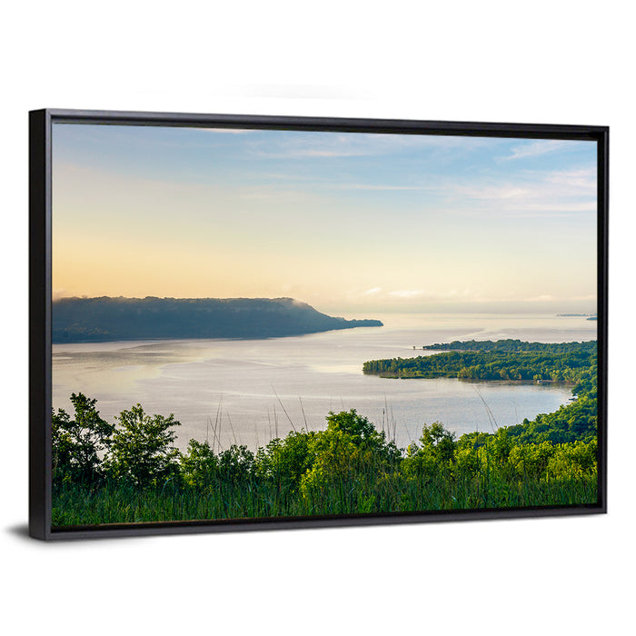 Mississippi River and Lake Pepin Wall Art as a framed canvas