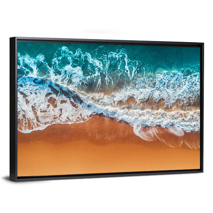 Sandy Beach Sea Waves Wall Art