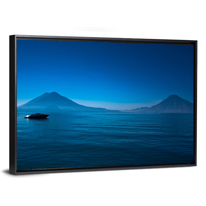 Boat on Lake Atitlán Wall Art as a framed canvas