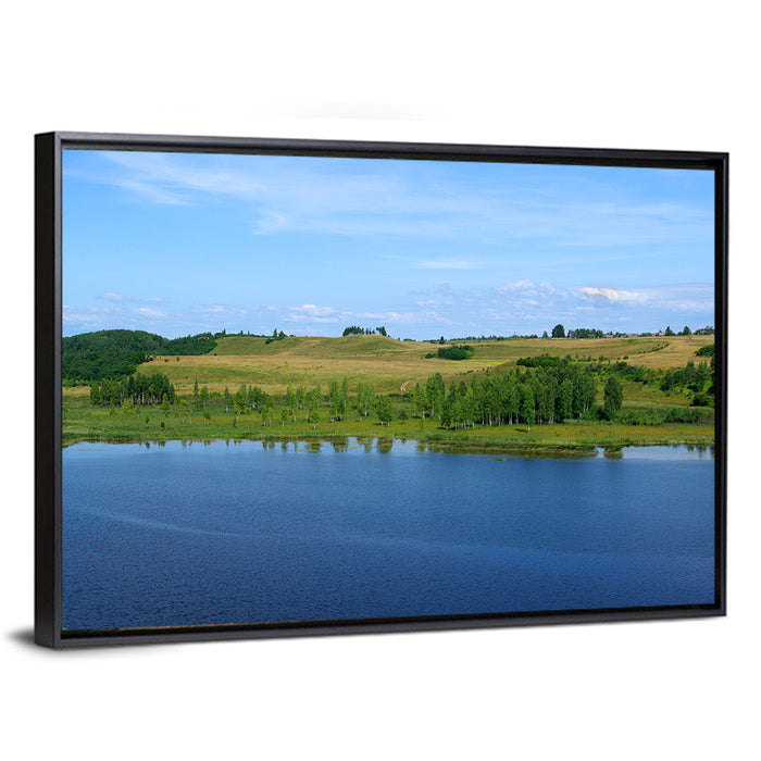Pskov Lake Landscape Wall Art as a framed canvas