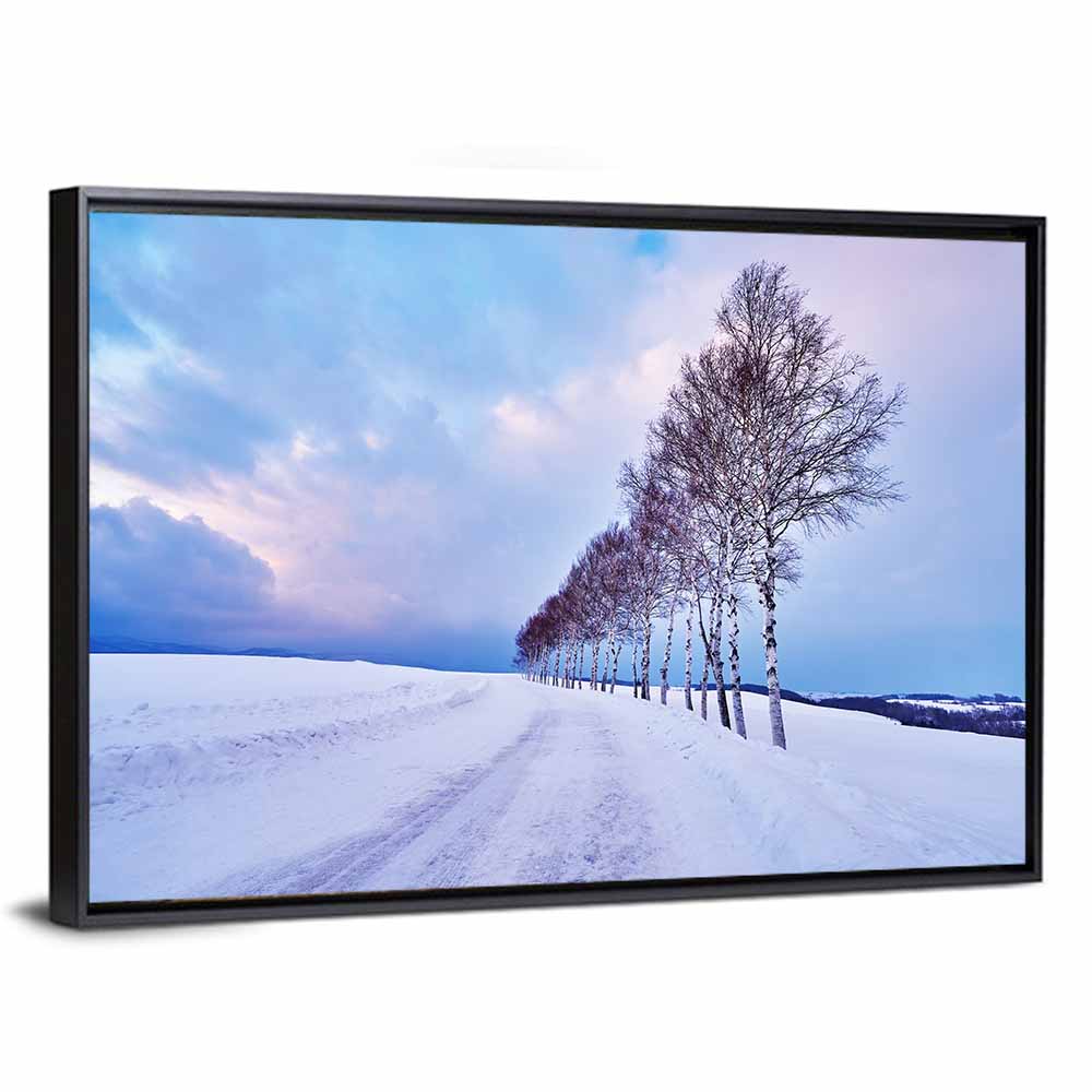 Snowy Birch Road in Hokkaido Wall Art