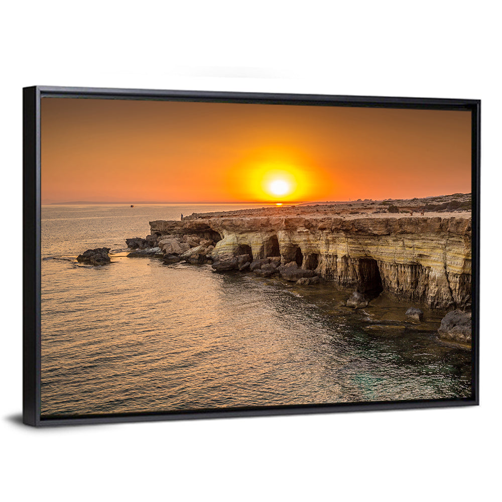 Sunset Over Sea Caves Wall Art