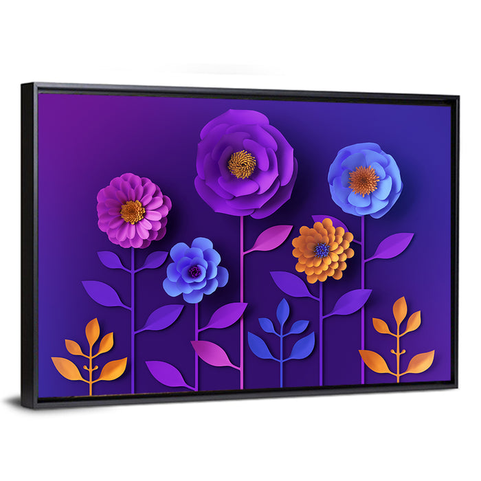 Layered Paper Bloom Illustration Wall Art as a framed canvas