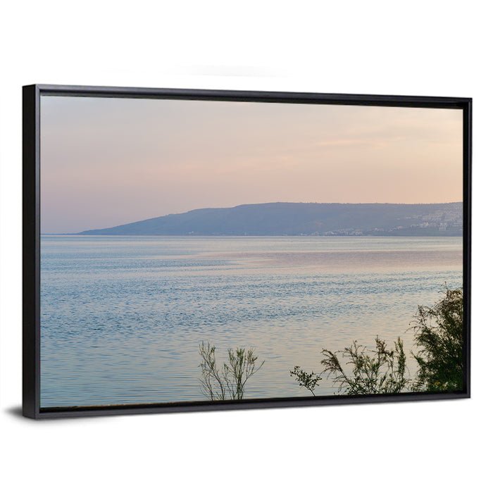 Sea of Galilee at Dusk Wall Art as a framed canvas