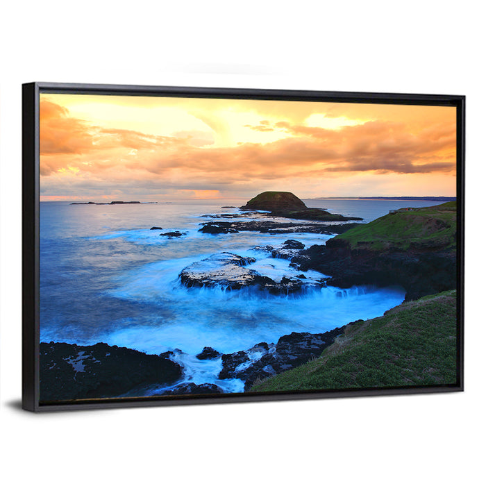 Phillip Island Cliffs at Sunset Wall Art as a framed canvas