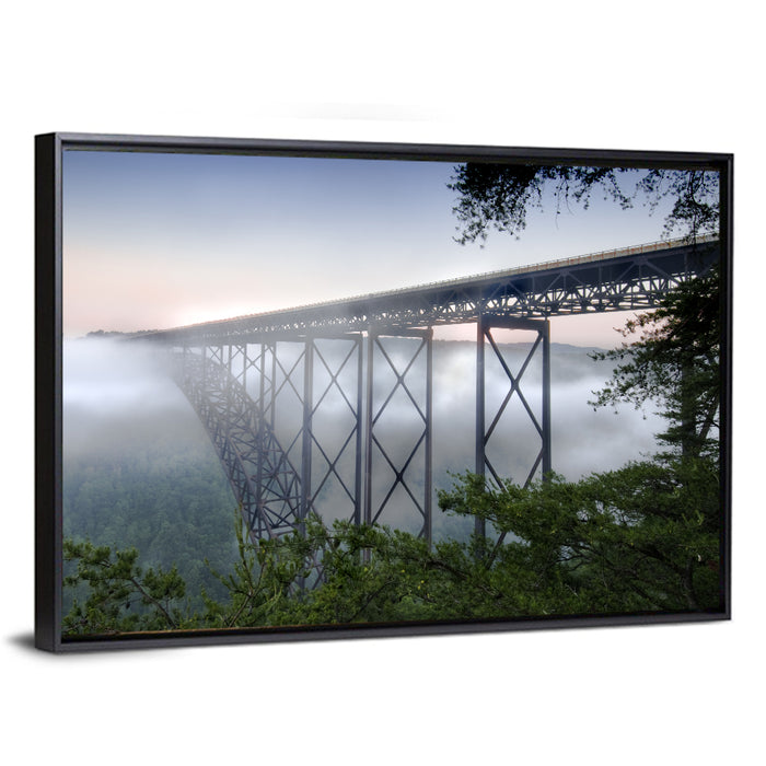 New River Gorge Bridge at Dawn Wall Art as a framed canvas